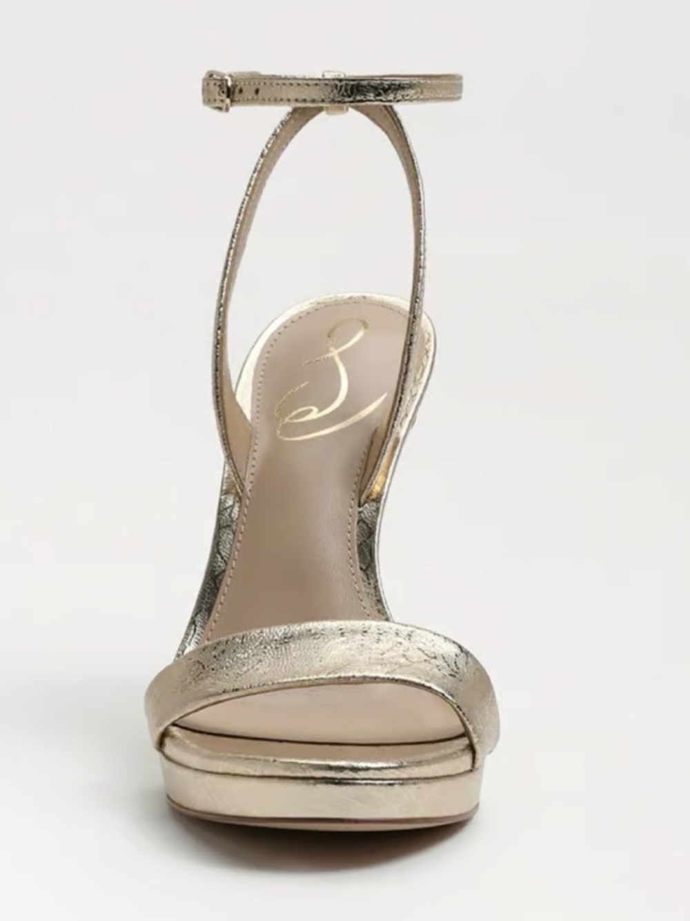 Sam Edelman Metallic Gold Ankle-Strap High Heels - Picture 3 of 5